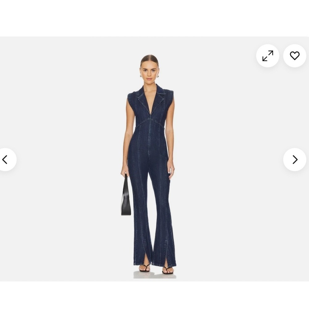 We The Free Free People Crvy Ring The Alarm‎ Denim Jumpsuit Siren XL OB1994797